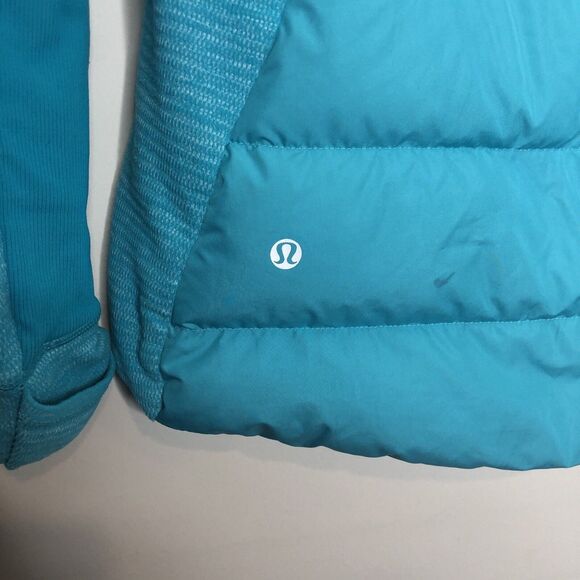 Lululemon Jacket Womens 6 Blue Teal Fluff Off Down Puffer Insulated Coat Hooded - Picture 10 of 12